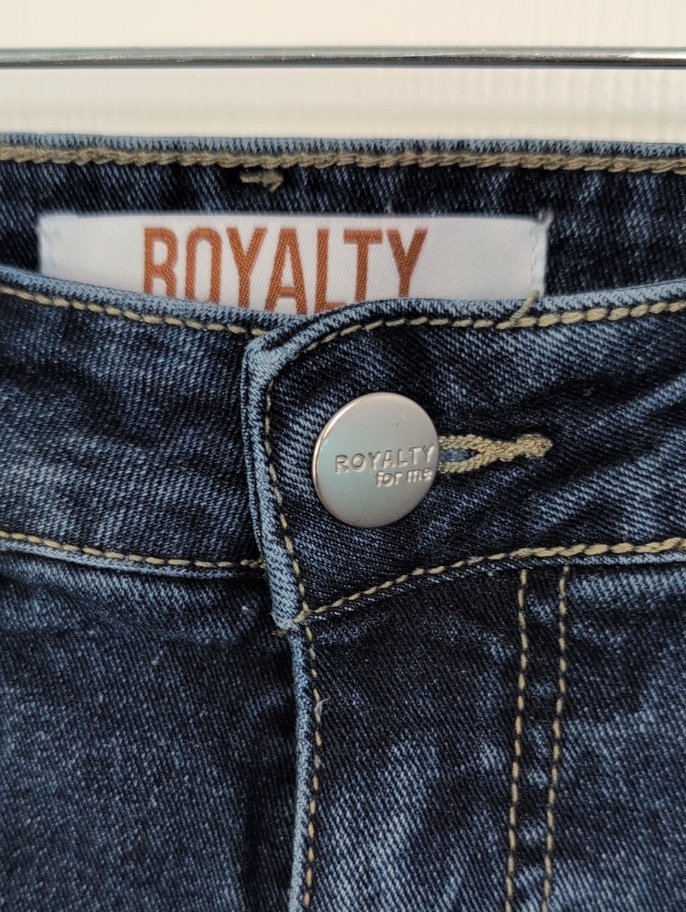 Denim Jean Frayed Hem Shorts Sz 10 Tummy Control Stars & Stripes Royalty For Me - Picture 4 of 12